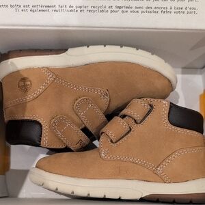 Timberland Toddler Tan Suede Hook-and-Loop Booties